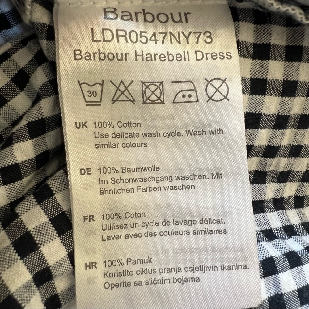 Barbour Navy and White Gingham V-Neck Midi Dress - Picture 13 of 13